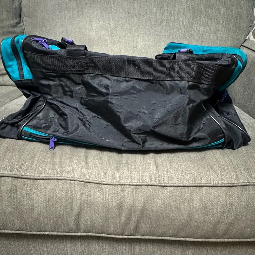 Motions International Vintage 80s Super Sports Duffel Bag Teal‎ Black Purple